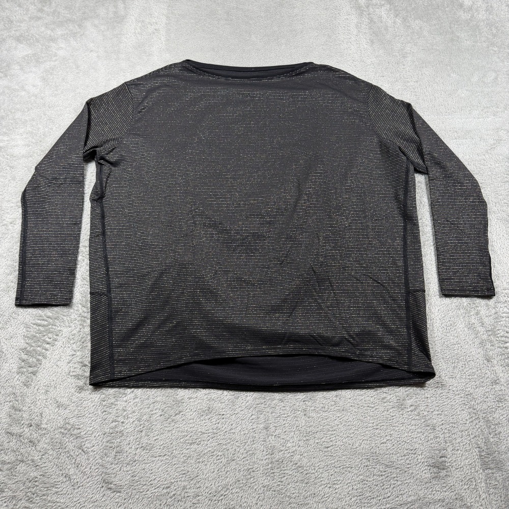 Lululemon Back in Action Long Sleeve Shirt Womens 6 Spark Black Gold Metallic